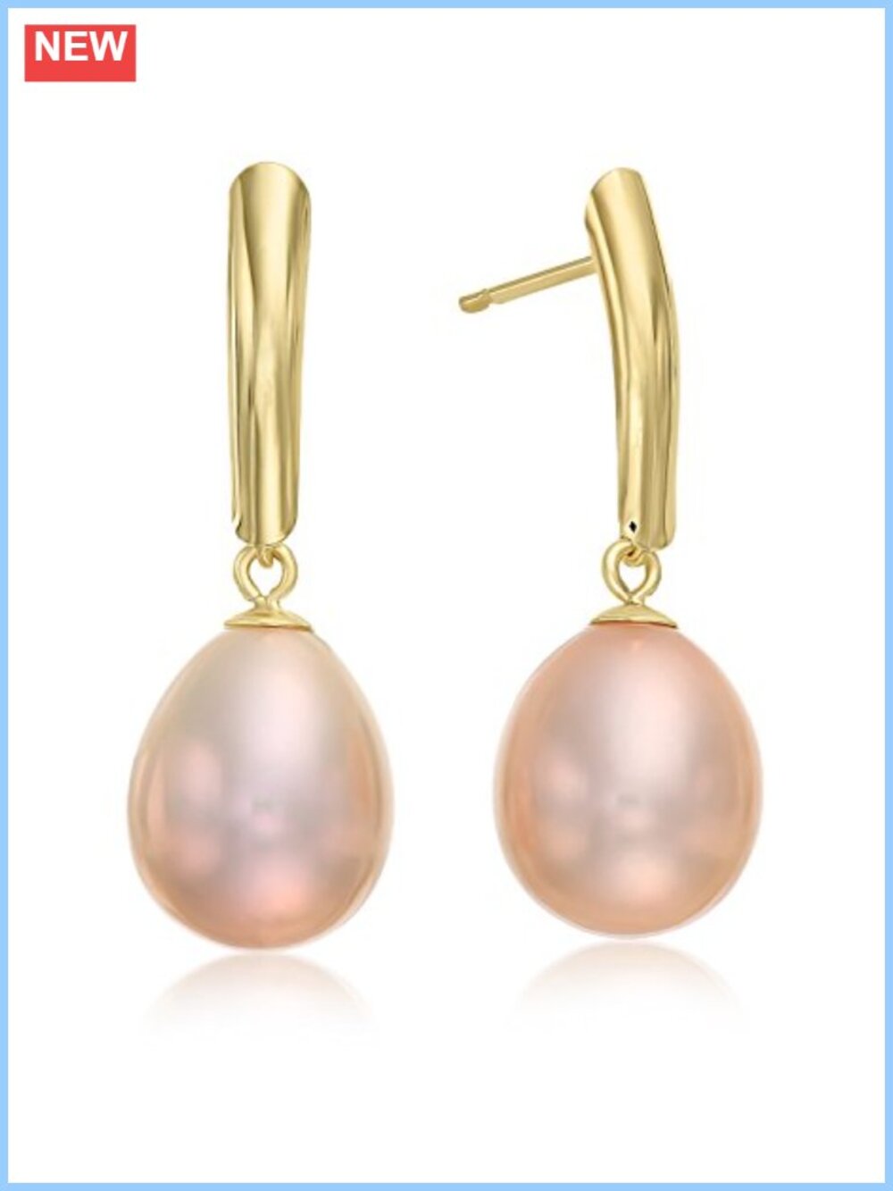 14k Yellow Gold Freshwater Pearl Drop Dangle Earrings
